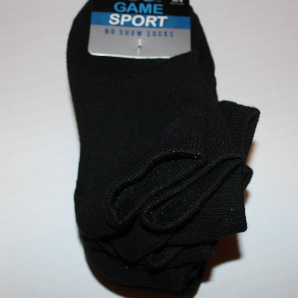 New Black Game Sport No Show Socks 6 Pack Kids Size Small S 10-4 Poly Spandex